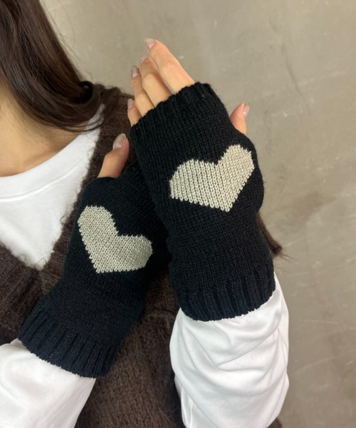 Loco Ocean（ロコオーシャン） アームカバー ハート編み リブニット