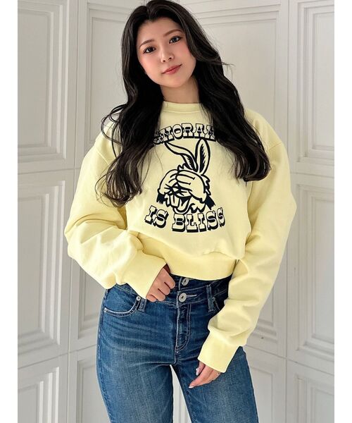 トレーナー スウェット ignorance BUNNYショートスウェットトップス レディース GYDA トレーナー スウェット ignorance BUNNYショートスウェット