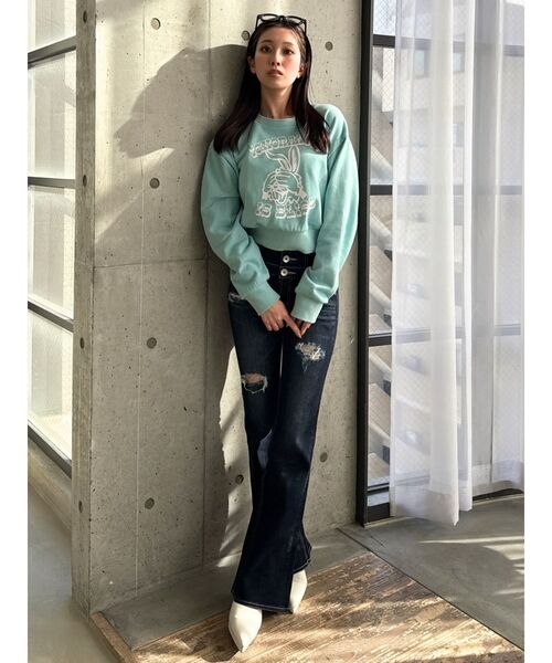 トレーナー スウェット ignorance BUNNYショートスウェットトップス レディース GYDA トレーナー スウェット ignorance BUNNYショートスウェット