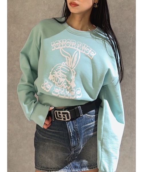 トレーナー スウェット ignorance BUNNYショートスウェットトップス レディース GYDA トレーナー スウェット ignorance BUNNYショートスウェット