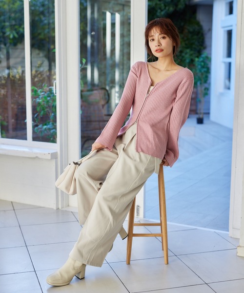 mysty woman カーディガン ラメZIPミドルカーディガン 315464