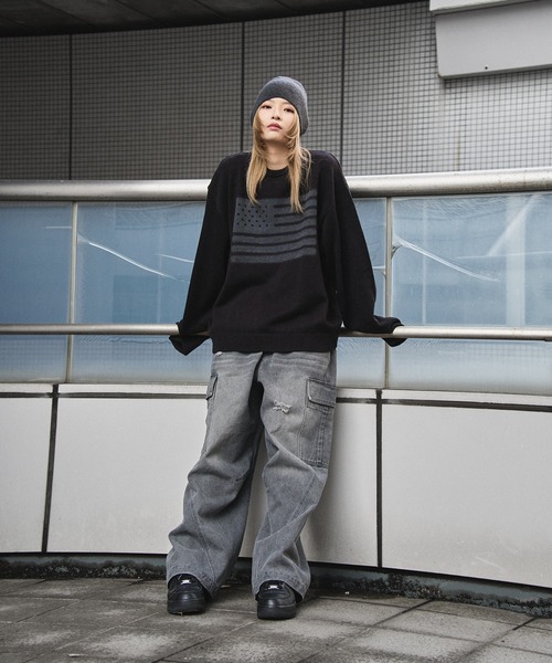 kutir セーター ニット FLAG SPRAY DESIGN KNIT/フラッグ