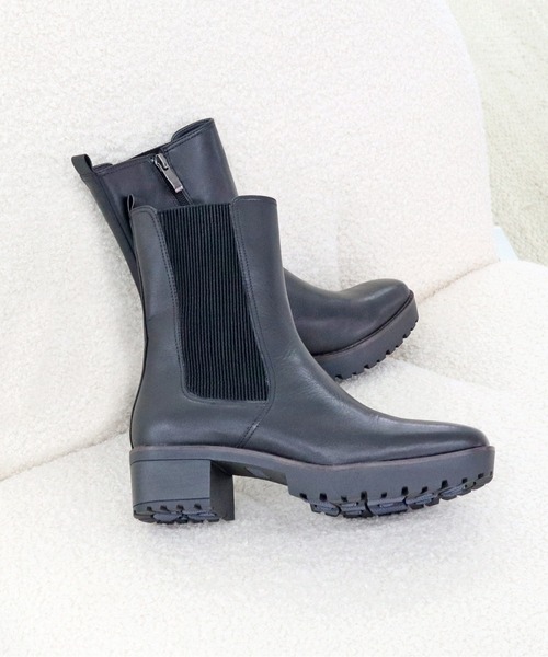 □□【 MODE KAORI 】◇黒の革ブーツ（24．5cm） ロングブーツ