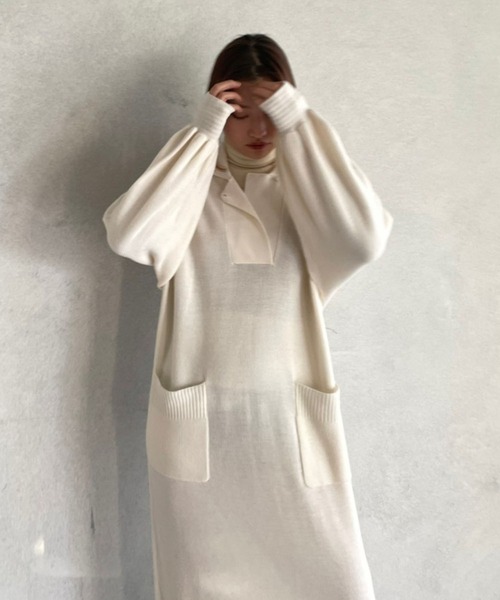 ETRE TOKYO（エトレトウキョウ） ニットワンピース FREE ネイビー