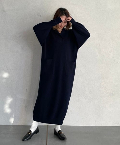 ETRE TOKYO（エトレトウキョウ） ニットワンピース FREE ネイビー