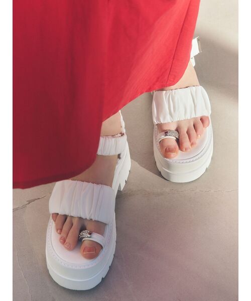 ビジューリングギャザースポーツサンダル CALNAMUR サンダル BIJOU RING GYATHER SPORTS SANDALS/ビジュー