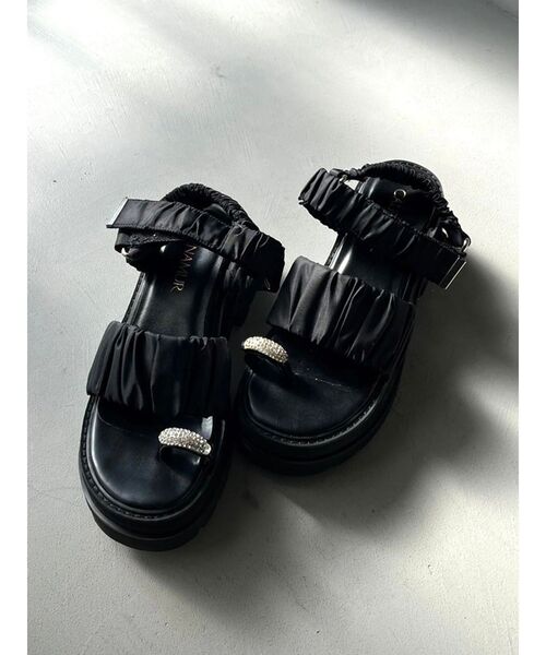 ビジューリングギャザースポーツサンダル CALNAMUR サンダル BIJOU RING GYATHER SPORTS SANDALS/ビジュー