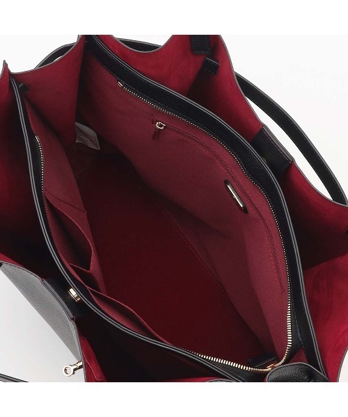 【美品】la galleria 2way 牛革 ビジネスバッグ　赤 A4 通勤 LA BAGAGERIE（ラバガジェリー） トートバッグ コンビカラーA4トート