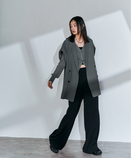 カーディガン ツーピースVネックリブカーディガン（キャミSET） レディース Didot.showroom カーディガン ツーピースVネックリブ