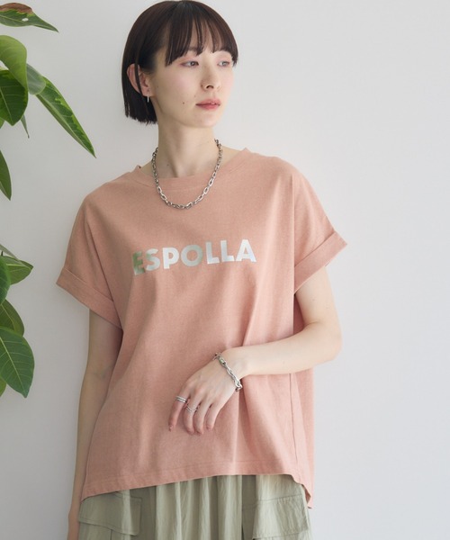 tシャツ cloche 箔プリントロールアップT レディース Paradise Picnic tシャツ cloche 箔プリントロールアップT