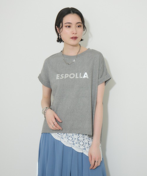 tシャツ cloche 箔プリントロールアップT レディース Paradise Picnic tシャツ cloche 箔プリントロールアップT