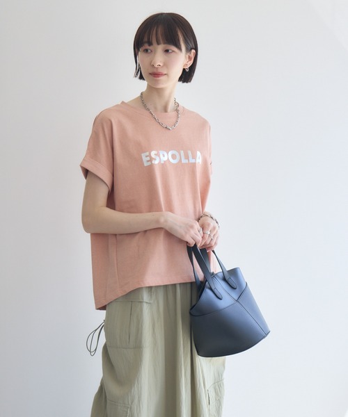 tシャツ cloche 箔プリントロールアップT レディース Paradise Picnic tシャツ cloche 箔プリントロールアップT