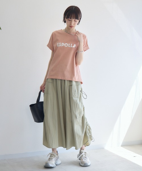 tシャツ cloche 箔プリントロールアップT レディース Paradise Picnic tシャツ cloche 箔プリントロールアップT