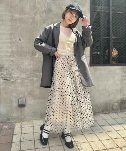 SOLLON.（ソルロン） ロング スカート ドットボリュームチュール