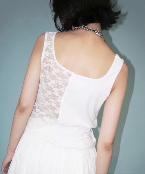 MUSUBOREタンクトップ musubore タンクトップ ノースリーブ half lace tank tops