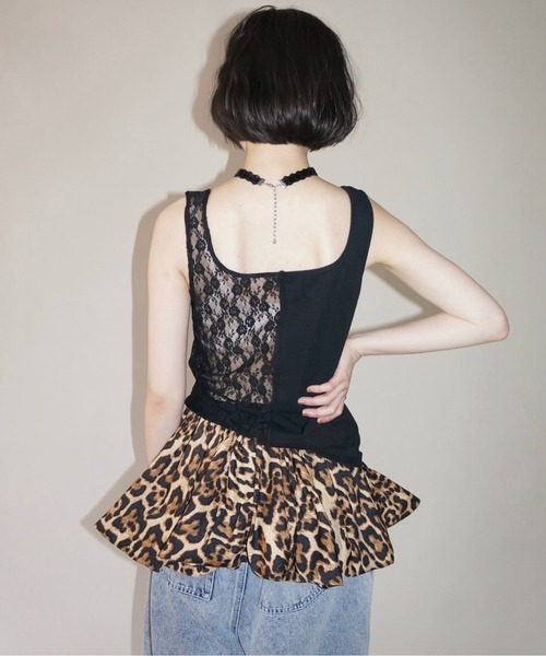 musubore タンクトップ ノースリーブ half lace tank tops