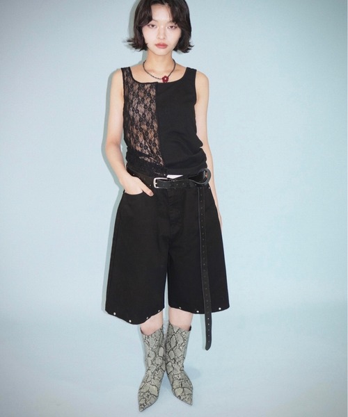MUSUBOREタンクトップ musubore タンクトップ ノースリーブ half lace tank tops