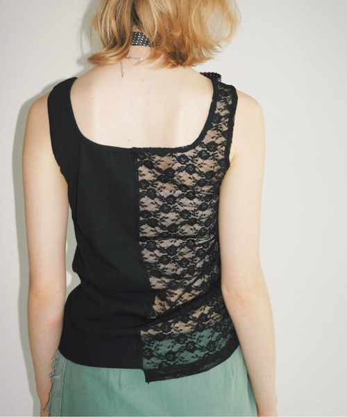 musubore（ムスボレ） タンクトップ ノースリーブ half lace tank tops 