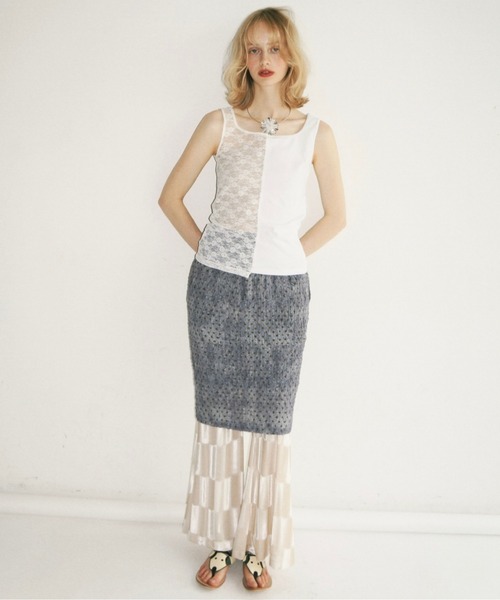 musubore（ムスボレ） タンクトップ ノースリーブ half lace tank tops 