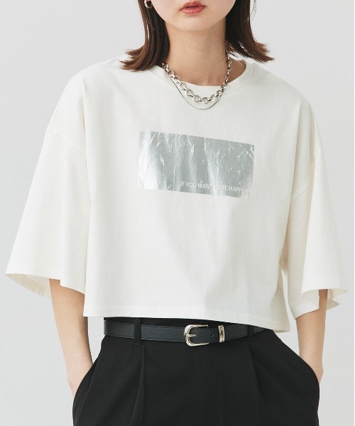tシャツ 箔プリントシャーリングトップス レディース SHIPS tシャツ 「WEB限定」「手洗い可能」フラワー 箔 プリント