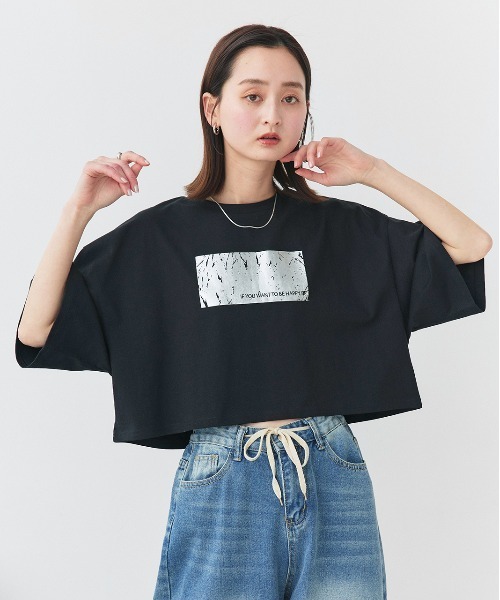 ad thie tシャツ アソート 箔プリント/ロゴプリント ショート丈T