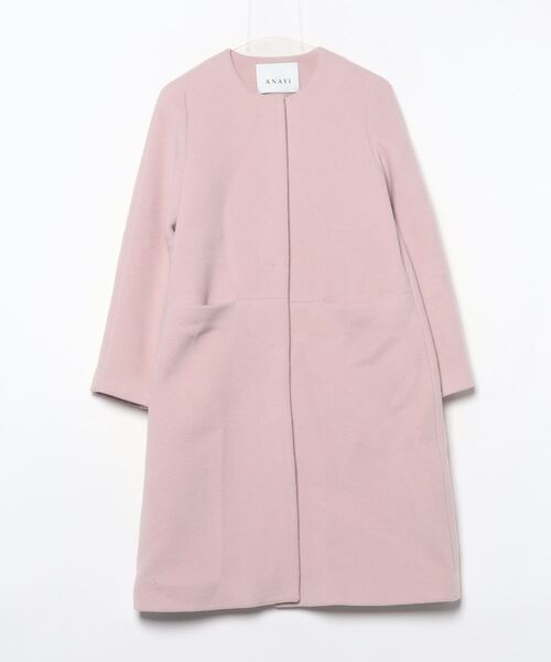 アナイ　コート38 ANAYI（アナイ） ノーカラーコート 38 ピンク レディース : ZOZOTOWN