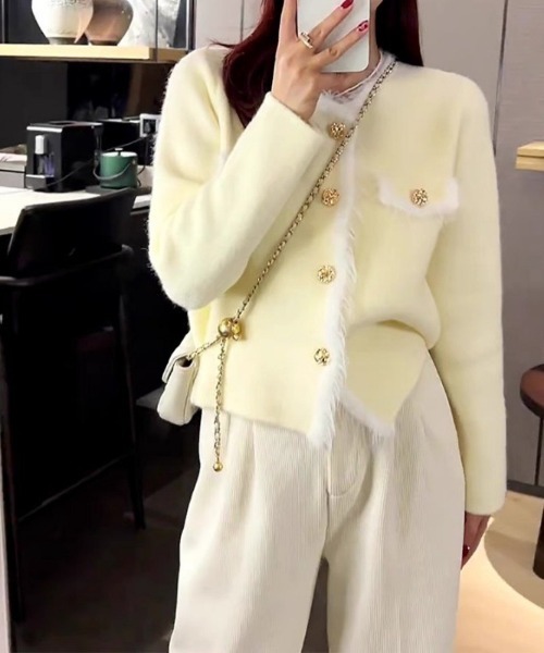 「FREE STYLISTS」 ニットカーディガン FREE ラベンダー レディース_画像5