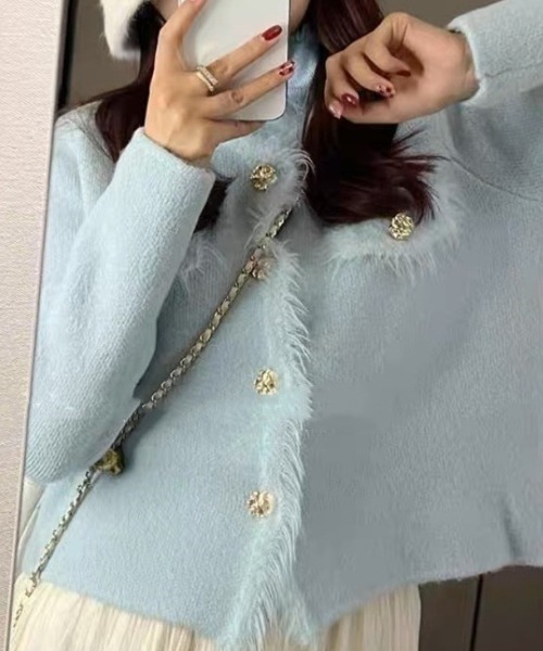 「FREE STYLISTS」 ニットカーディガン FREE ラベンダー レディース_画像9