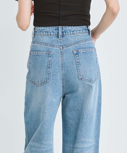 ハイウエストストレートデニム Ｍサイズ 3color ／ 4size 】サイドタック切替ハイウエストストレート