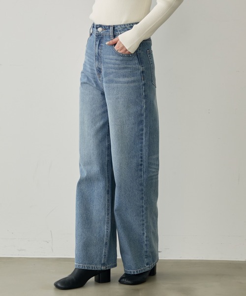 ワイドパンツ ジーンズ デニム デニムパンツ 「新色ネイビー追加」「S