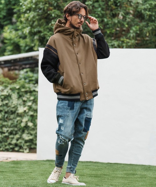 「CAMBIO」 スタジャン S ブラック メンズ_画像9