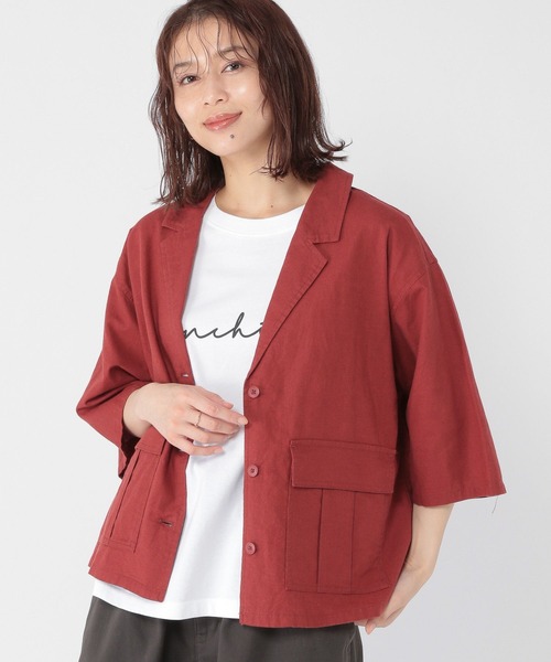 niko⭐️美品⭐️レーヨンリネンハーフスリーブジャケット レーヨンリネンオックス ハーフスリーブジャケット