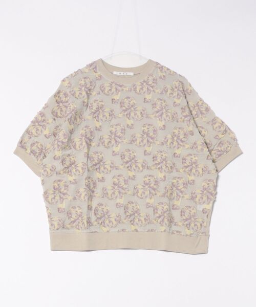 tシャツ リボンカットジャカード＋天竺ドルマンカットソー レディース