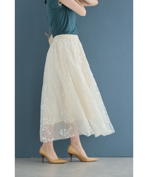 cawaii スカート 蝶々刺繍の2重チュールミディアムスカート : ZOZOTOWN