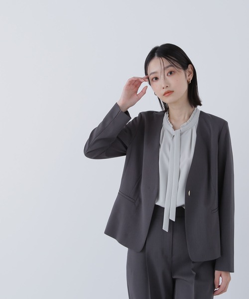NATURAL BEAUTY BASIC ノーカラージャケット パンツスーツ M NATURAL BEAUTY BASIC ジャケット ノーカラージャケット