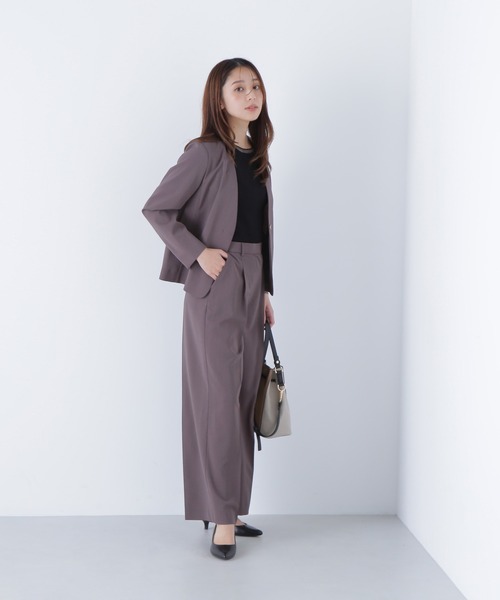 NATURAL BEAUTY BASIC ノーカラージャケット 長袖 スエード調 スエード調ノーカラーロング丈ジャケット - ベルーナ【公式】