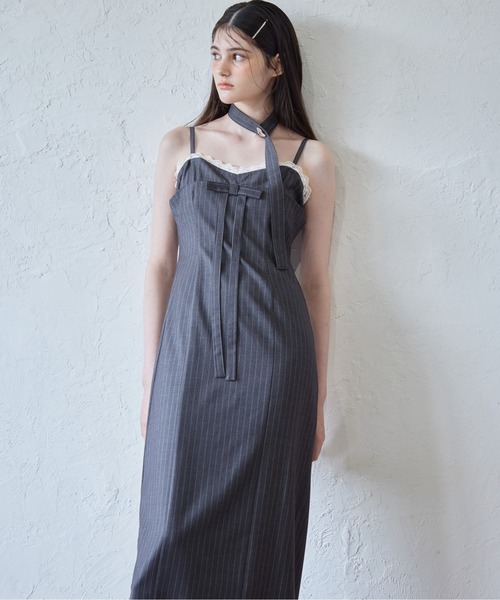 美品　TODAYFUL Stripe Rough コンビネゾンワンピース 腰紐 セール】STRIPE COMBI DRESS/ストライプコンビドレス