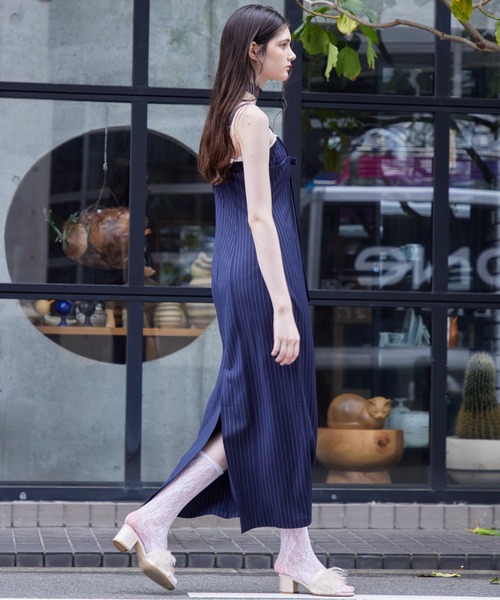 etre loin（エトルワン） ドレス Stripe ribbon tight dress
