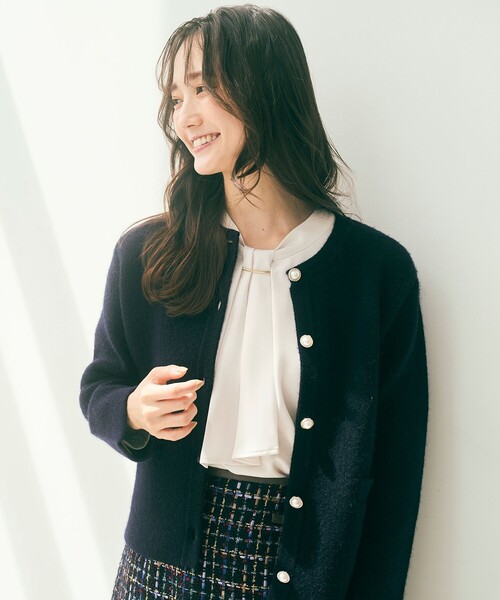 「ANY SIS」 ニットカーディガン 2 ネイビー レディース_画像2