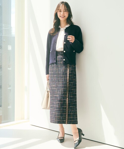 「ANY SIS」 ニットカーディガン 2 ネイビー レディース_画像3