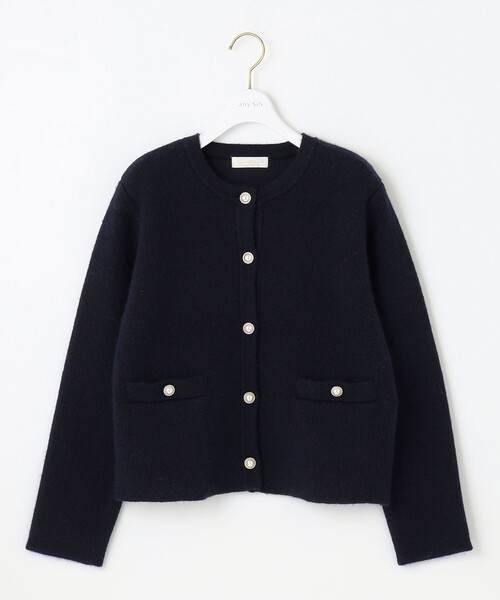 「ANY SIS」 ニットカーディガン 2 ネイビー レディース_画像6