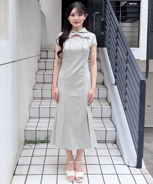 ワンピース シャギーボレロロングチェックワンピース one way NOMAE