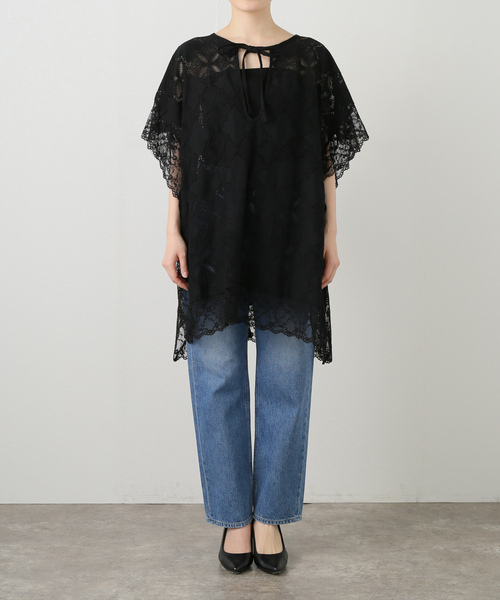 美品　provoke プロヴォーク ポンチョブラウス　ブラウス　黒　レース 美品 provoke プロヴォーク ポンチョブラウス ブラウス 黒
