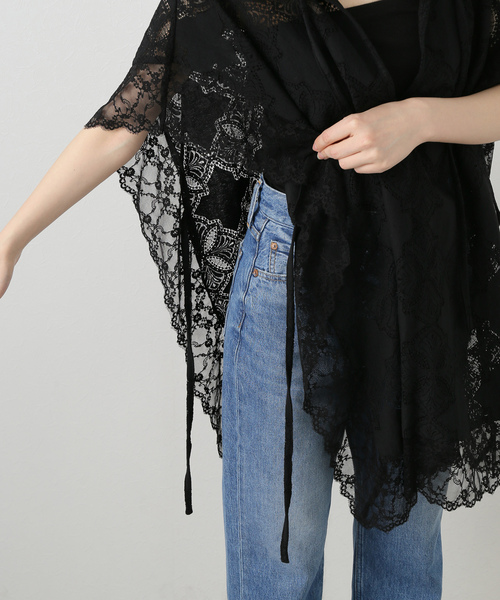 美品　provoke プロヴォーク ポンチョブラウス　ブラウス　黒　レース 美品 provoke プロヴォーク ポンチョブラウス ブラウス 黒