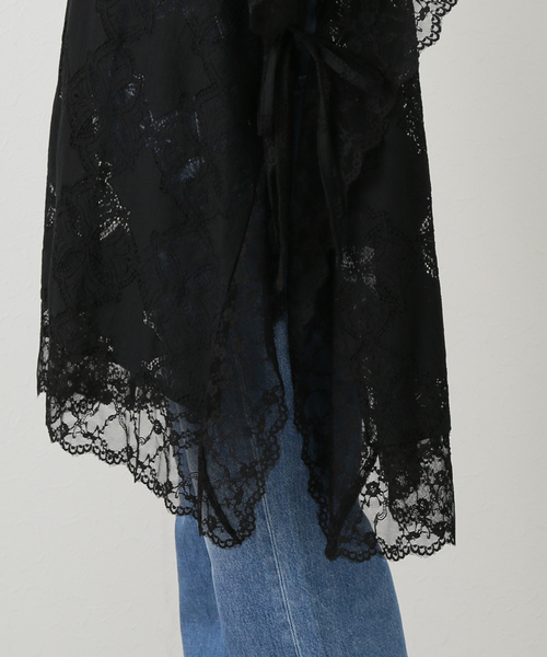 美品　provoke プロヴォーク ポンチョブラウス　ブラウス　黒　レース PROVOKE/プロヴォーク】Poncho ブラウス（シャツ／ブラウス