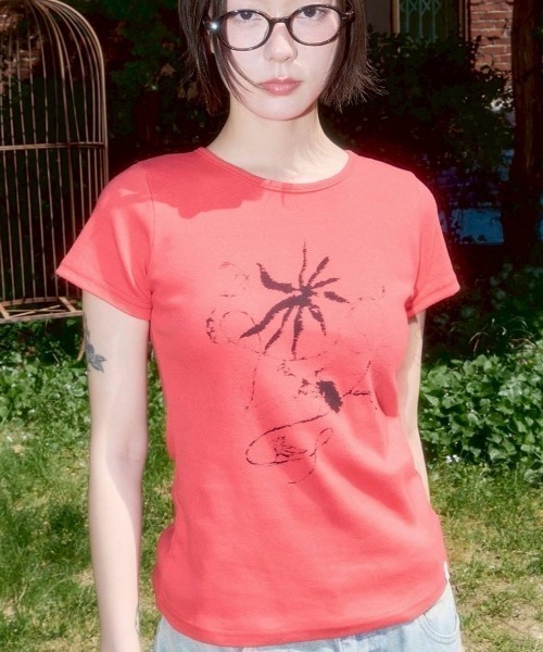 tシャツ 「FANCY CLUB」Back Slit Button Tee レディース