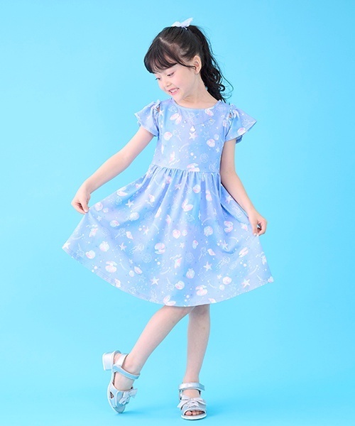 メゾピアノ シェル柄シフォン　肩開きワンピース　130 楽天市場】メゾピアノ(mezzo piano)シェル柄シフォン肩開き