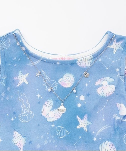 mezzo piano ワンピース シェル柄 カットワンピース ネックレスつき