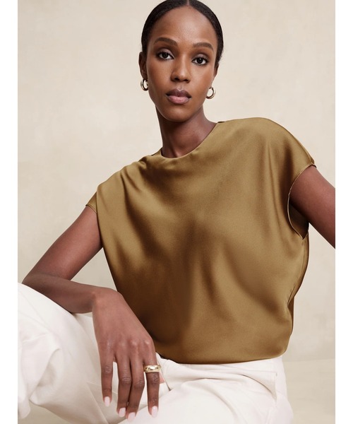 「BANANA REPUBLIC FACTORY STORE」 半袖ブラウス X-SMALL ブラウン レディース