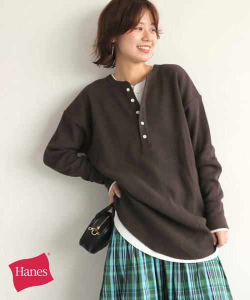 tシャツ 別注「Hanes / ヘインズ」ワッフルヘンリーネックプルオーバー レディース Hanes tシャツ 別注「Hanes / ヘインズ」ワッフルヘンリーネック